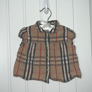 Authentic Burberry cap sleeve shirt for baby- size 6mos/ 68cm